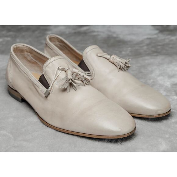 Boemos Other - Boemos Bone Ivory Leather Tassel Loafers Slip On Shoes Mens Size US 12 EU 46